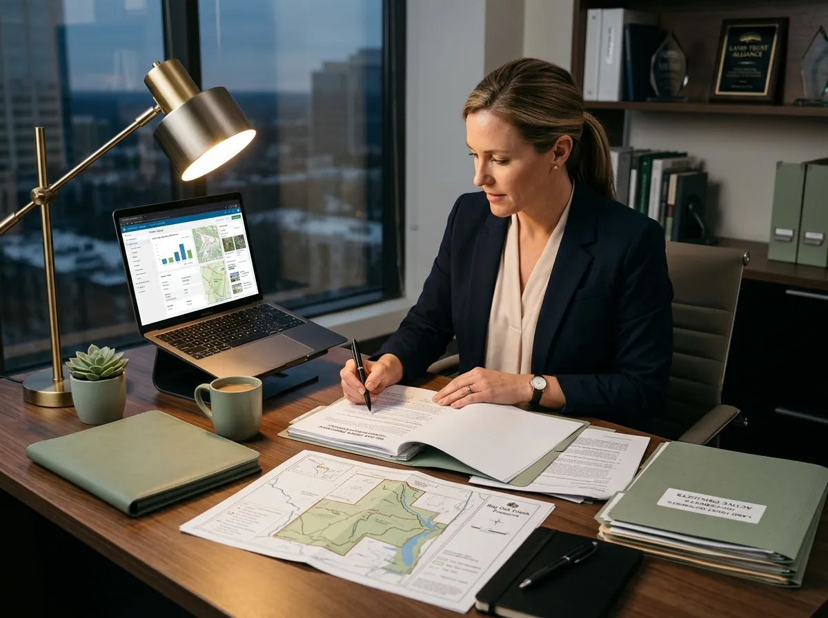 Professional reviewing land trust documents